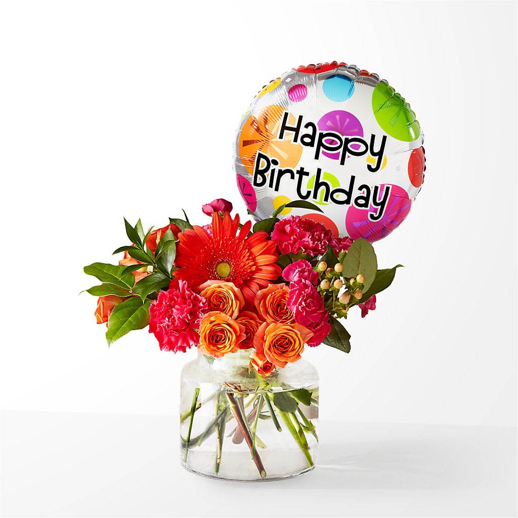 Fiesta Bouquet with Birthday Balloon – BO'S ACCENT FLOWERS, Middlesboro KY