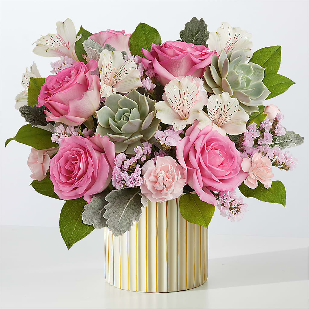 Dusty Rose Bouquet with Ivory Vase – BO'S ACCENT FLOWERS, Middlesboro KY