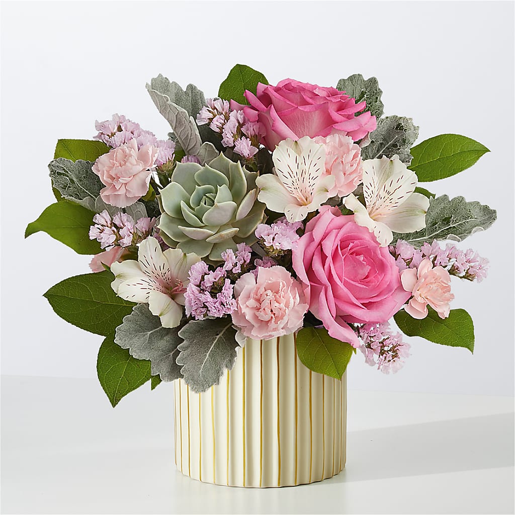 Dusty Rose Bouquet with Ivory Vase – BO'S ACCENT FLOWERS, Middlesboro KY