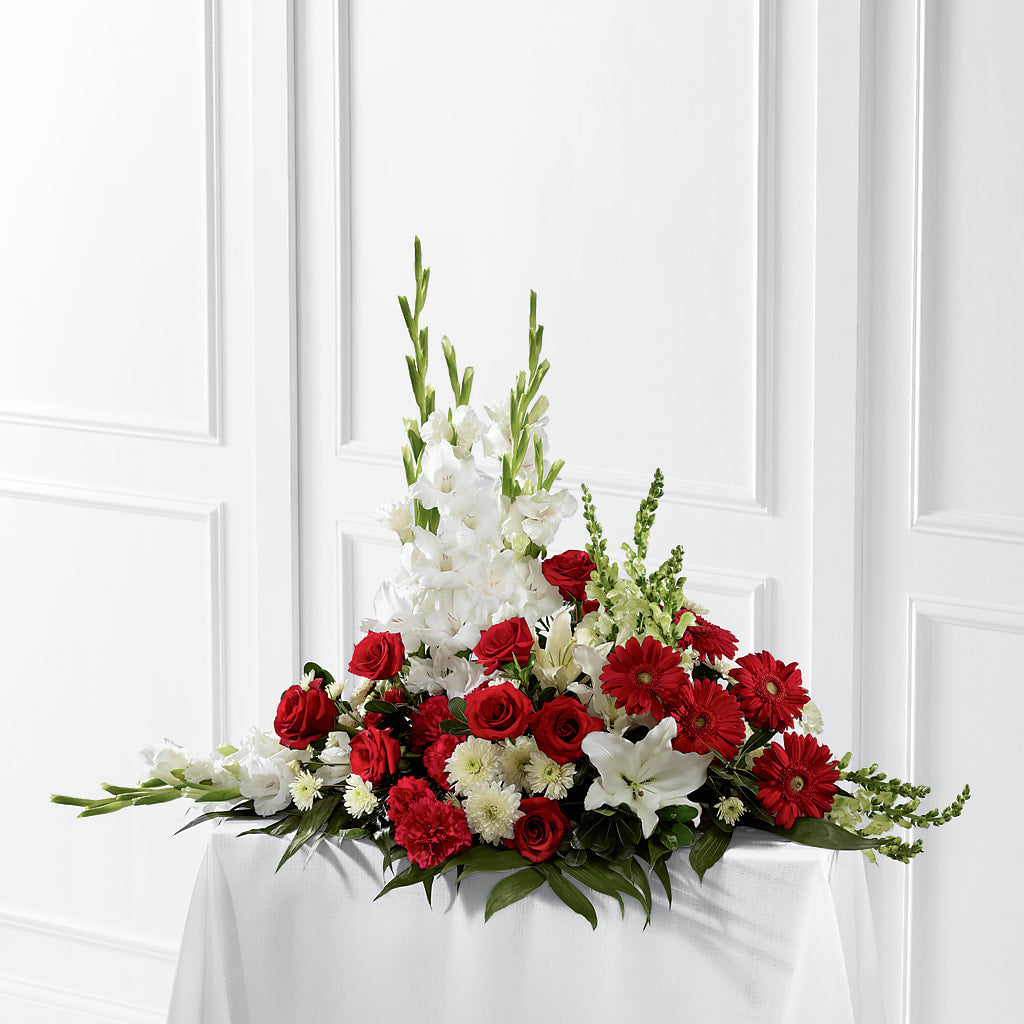 Crimson & White Arrangement – BO'S ACCENT FLOWERS, Middlesboro KY