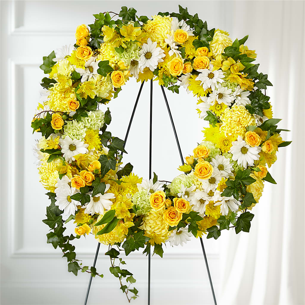 Golden Remembrance Wreath – BO'S ACCENT FLOWERS, Middlesboro KY