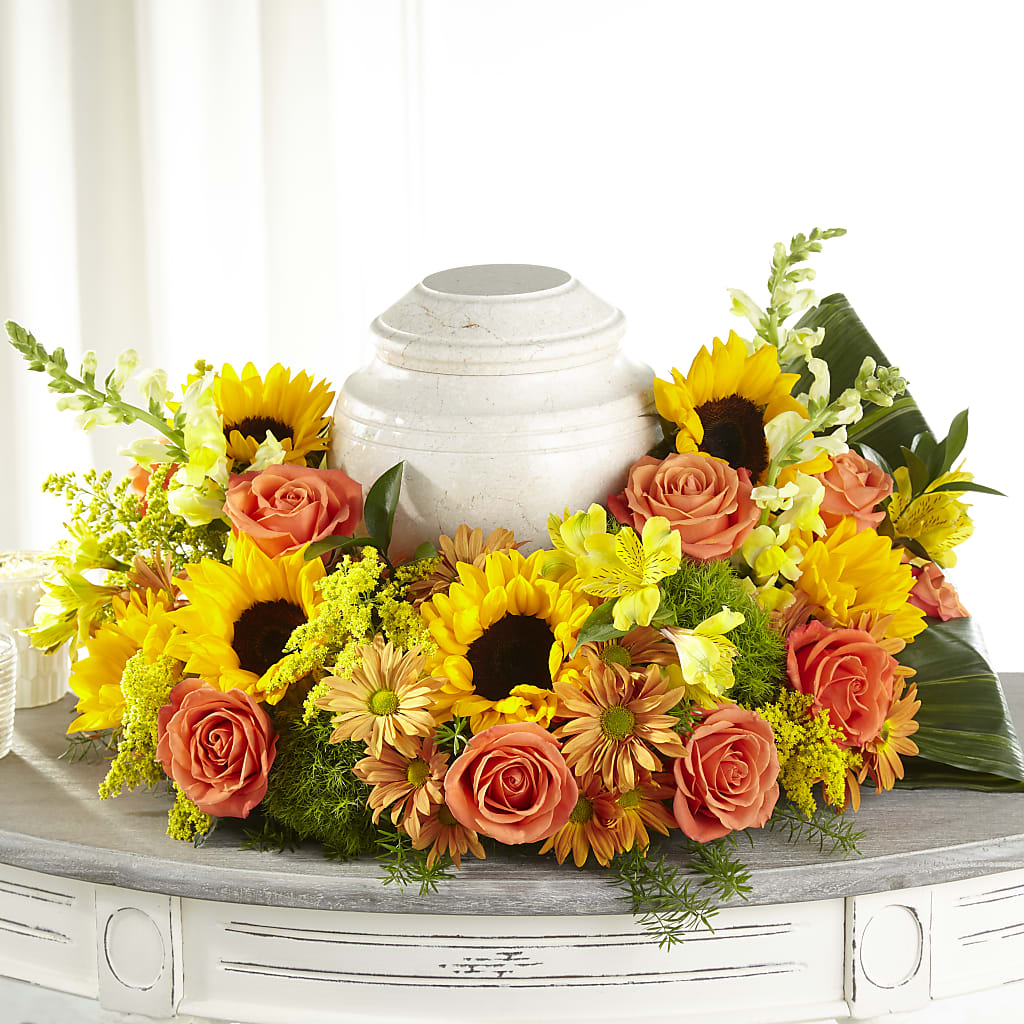 Faithful Sunflower Cremation Adornment – BO'S ACCENT FLOWERS, Middlesboro KY