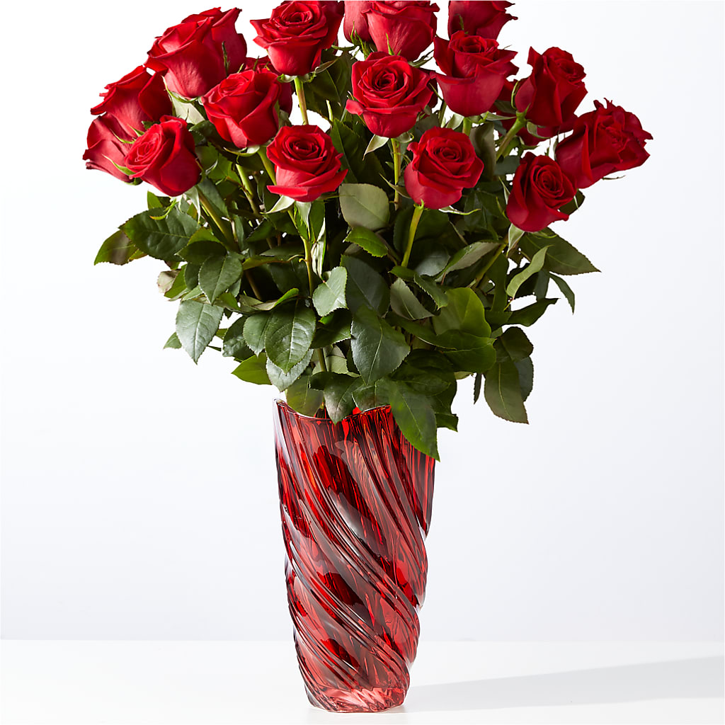 Classic Love Red Rose Bouquet with Luxe Swirl Vase – BO'S ACCENT FLOWERS, Middlesboro KY