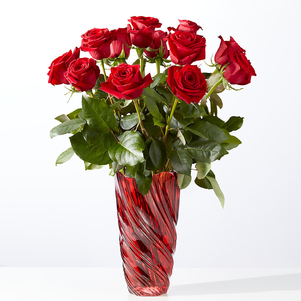 Classic Love Red Rose Bouquet with Luxe Swirl Vase – BO'S ACCENT FLOWERS, Middlesboro KY
