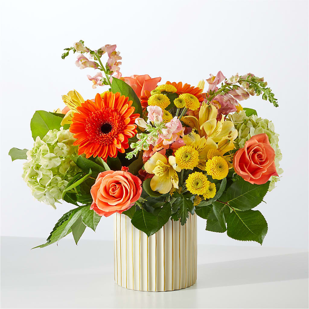 Autumn Sunshine Bouquet with Ivory Vase – BO'S ACCENT FLOWERS, Middlesboro KY
