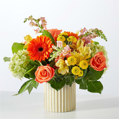 Autumn Sunshine Bouquet with Ivory Vase – BO'S ACCENT FLOWERS, Middlesboro KY