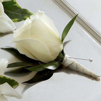 White Rose Boutonniere – BO'S ACCENT FLOWERS, Middlesboro KY